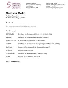 cello repertoire list